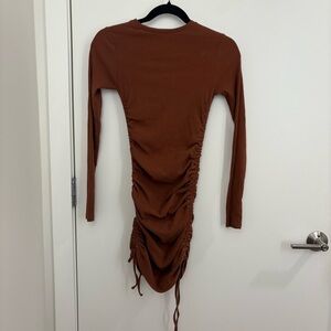 Pull & Bear Brown Ruched Dress